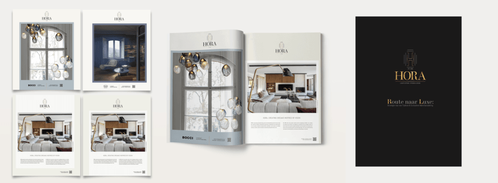 HORA Barneveld — merkstrategie voor luxe interieur 2 Overzicht van de visuele merkpresentatie voor HORA Barneveld